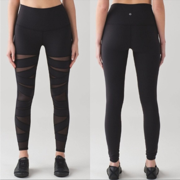 Lululemon wunder under pant high rise tech mesh black size 6 - Picture 1 of 12